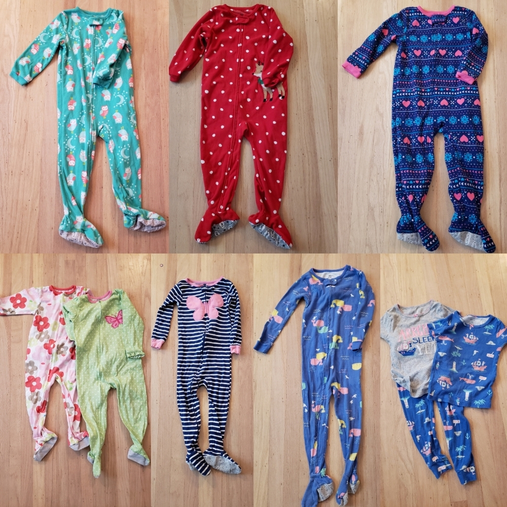 10+ Item Footed Onesie Matching Set Pajama Bundle